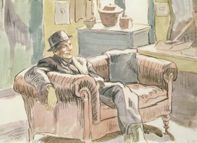 Walter Sickert seated on a sofa, c.1927 by Therese Lessore