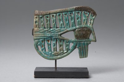 Wedjat eye amulet with figures of the god Nehebkau by Third Intermediate Period Egyptian