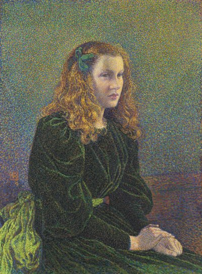 Young Woman in Green Dress, Germaine Maréchal by Théo van Rysselberghe