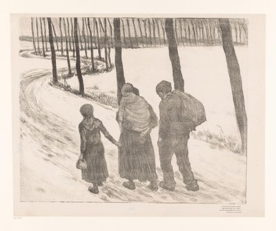 Man and Woman with Two Children Walking on a Country Road by Théo van Rysselberghe