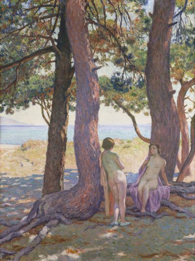 Two Nudes under Pine-Trees by Théo van Rysselberghe