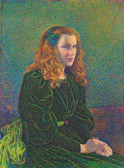 Young Woman in Green Dress by Théo van Rysselberghe