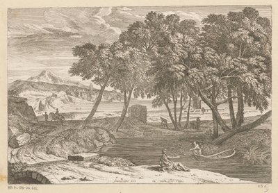 Arcadian Landscape with a Fisherman in a Boat (Suite of Landscapes) by Théodore