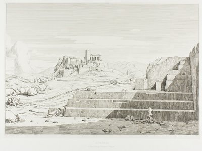 The Acropolis, Athens: The Pnyx, Areopagus, Acropolis and Mount Hymettos by Théodore Caruelle d