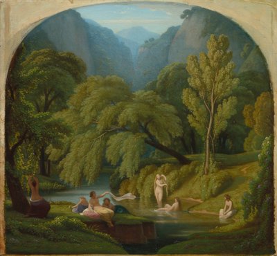 The Bathers, Souvenir of the Banks of the Anio River at Tivoli by Théodore Caruelle d
