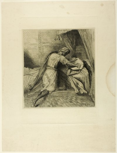 He Smothers Her, plate thirteen from Othello by Théodore Chassériau
