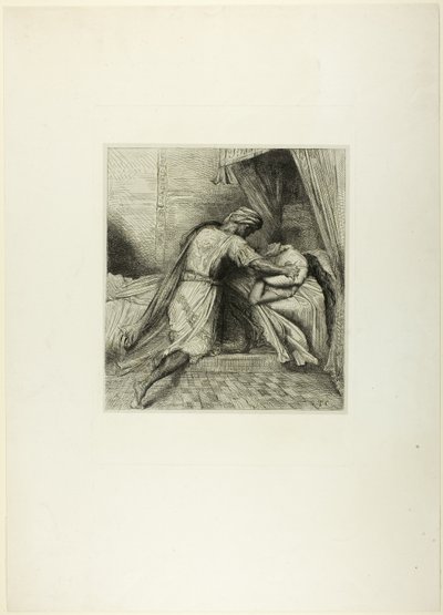 He Smothers Her, plate thirteen from Othello by Théodore Chassériau