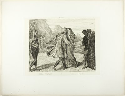 O My Fair Warrior!, plate 5 (act 2, scene 1) from Othello by Théodore Chassériau