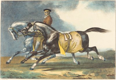 Two Dapple-Gray Horses Exercising by Théodore Gericault and Léon Cogniet