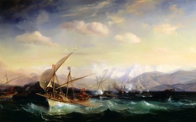 Andrea Doria dispersing the Spanish fleet ahead of the Var mouth in 1524 by Jean Antoine Theodore Gudin