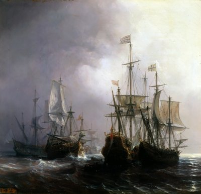Capture of Three Dutch Commercial Vessels by the French Ships Fidèle, Mutine and Jupiter, in 1711 by Jean Antoine Theodore Gudin