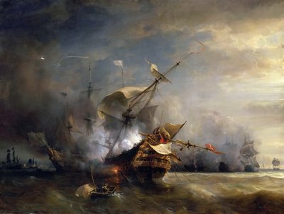 The Naval Battle Near Lizard Point, 1707 by Jean Antoine Theodore Gudin