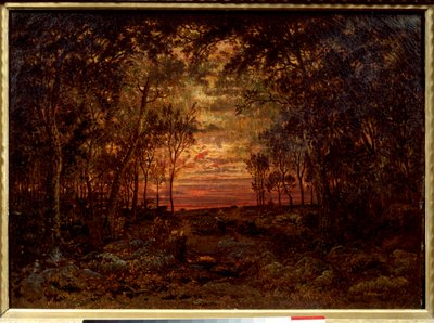 Sunset in the Forest by Pierre Etienne Theodore Rousseau