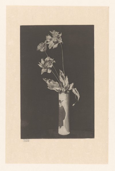 Flowers in a Vase with Chinese Motifs from La Chine by Théodore Roussel (signed by artist)