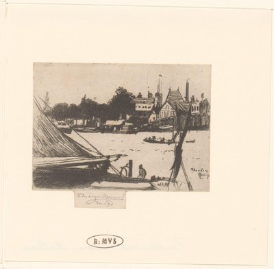 View of River with Boats by Théodore Roussel (signed by artist)