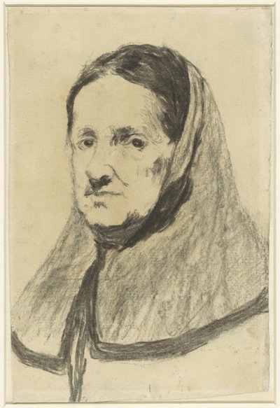 Study of an Old Woman, Seen to the Shoulders, Slightly to the Left by Théodule Augustin Ribot