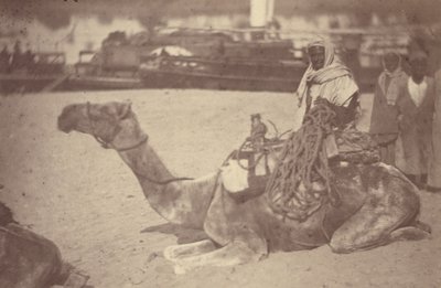 A North African Man on a Camel on the Bank of the Nile by Théodule Devéria