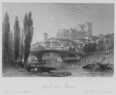 City of Auch, Pyrenees (engraving) by Thomas (after) Allom