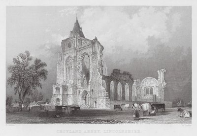 Croyland Abbey, Lincolnshire (engraving) by Thomas (after) Allom
