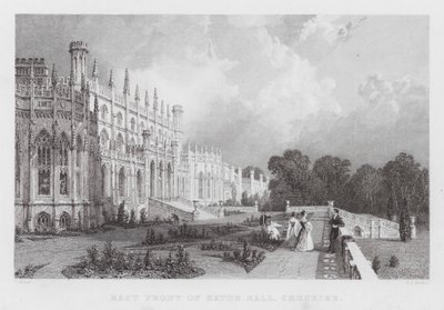 East Front of Eaton Hall, Cheshire (engraving) by Thomas (after) Allom