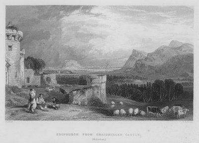 Edinburgh from Craigmillar Castle, Midlothian by Thomas (after) Allom