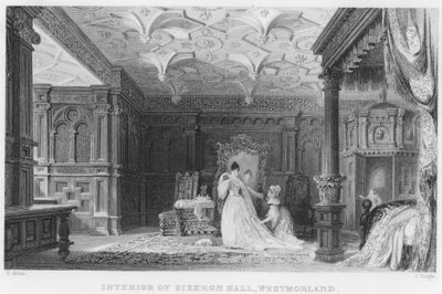 Interior of Sizergh Hall, Westmorland (engraving) by Thomas (after) Allom