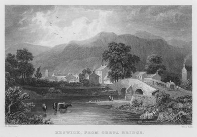 Keswick, from Greta Bridge by Thomas (after) Allom