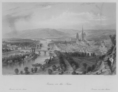 Rouen, on the Seine by Thomas (after) Allom