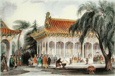 The Hall of Audience at the Palace of Yuen-ming-Yuan, Peking, c.1850 by Thomas (after) Allom