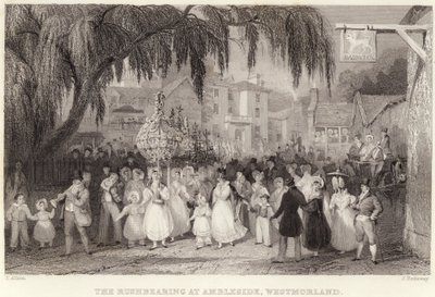 The Rushbearing at Ambleside, Westmorland (engraving) by Thomas (after) Allom