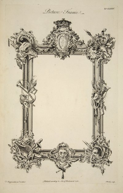 Design for a Picture Frame, Published 1761 (Engraving) by Thomas (after) Chippendale