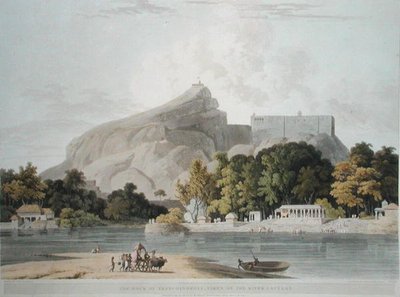 The Rock of Trichinopoly, taken on the River Cauvery, plate 45 from 