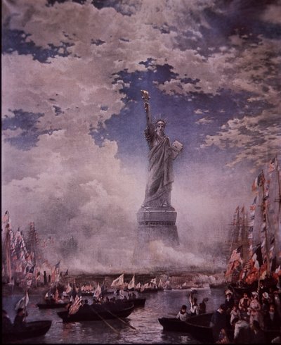 Unveiling of the Statue of Liberty in New York Harbor, 28 October 1886 by Thomas (after) Moran