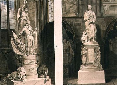 Memorials to Captain Montague in the West Entrance and to Addison in Poet