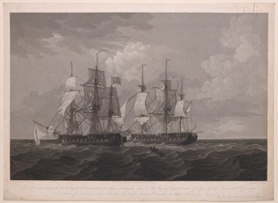 The French Frigate La Proserpine striking her colours to His Majesty