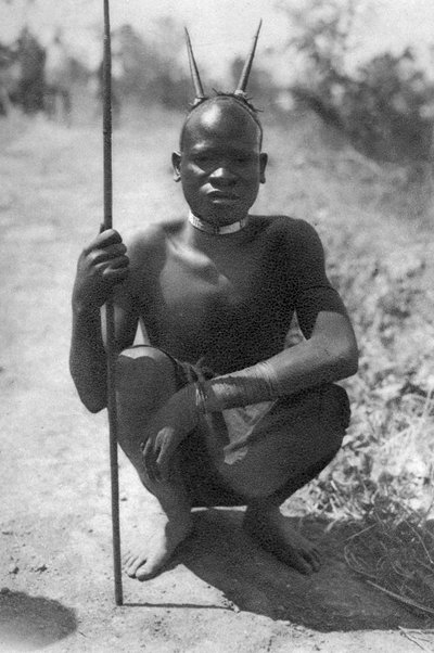 A boy with horns, Abercorn to Tukuyu, Tanganyika by Thomas A. Glover