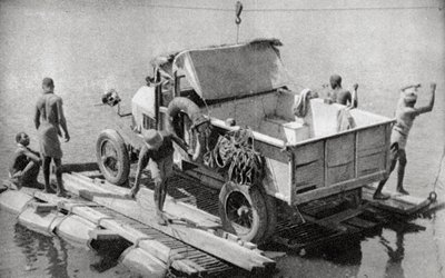 Crossing the Chambesi River on a Broken Pontoon, Northern Rhodesia, 1925-1927 by Thomas A. Glover
