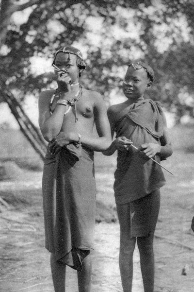 Young Girls with Sticks in Their Noses and Lips, Terrakekka to Aweil, Sudan by Thomas A. Glover