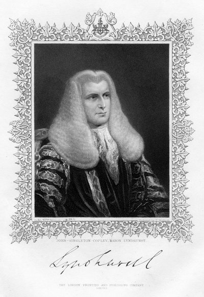 John Singleton Copley 1738-1815, British Lord Chancellor and politician, 19th century by Thomas A. Woolnoth
