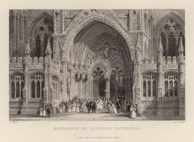 Entrance to Lincoln Cathedral by Thomas Allom