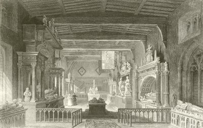 Monuments to the Earls of Rutland in Bottesford Church, Leicestershire by Thomas Allom