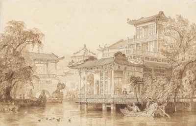 The House of a Chinese Merchant Near Canton by Thomas Allom