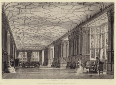 The Long Gallery, Haddon Hall, Derbyshire by Thomas Allom