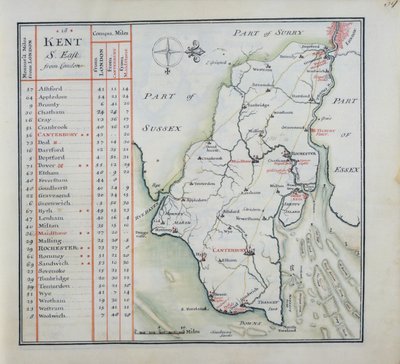Kent, plate 39r, from A Compleat Sett of Mapps of England and Wales in General..., 1724 by Thomas Badeslade
