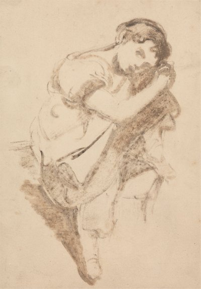 Study of a Young Girl Resting her Head on her Knee by Thomas Barker