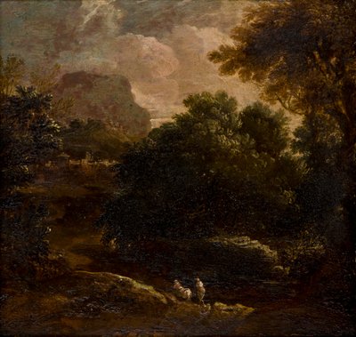 Wooded landscape with figures by Thomas Barker