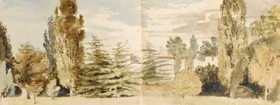 A view of Merton Place from the west seen across lawns and the river by Thomas Baxter