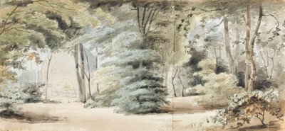 Part of the Grounds at Merton with an Arbour and Trees by Thomas Baxter