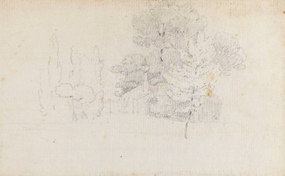 Study of Trees and a Small Building in the Grounds of Merton Place by Thomas Baxter