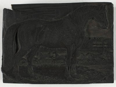 Woodblock for The Black Horse, from a General History of Quadrupeds by Thomas Bewick